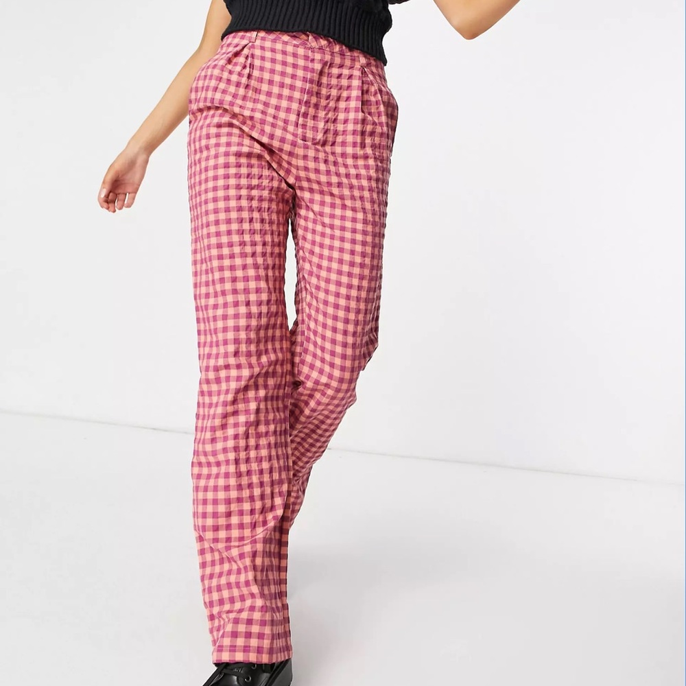 NWT Daisy Street ASOS high waist wide length pants in vintage check